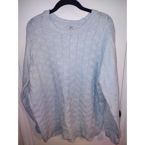 Croft and Barrow baby blue cable sweater - Picture 1 of 3